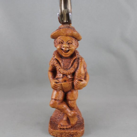 Vintage Tiki Bottle Opener - Coco Joe with a Rum Bottle - Hapa Wood - Picture 3 of 10